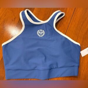 NWT/ SZ MEd / Blue Athletic sport Bra with White Trim